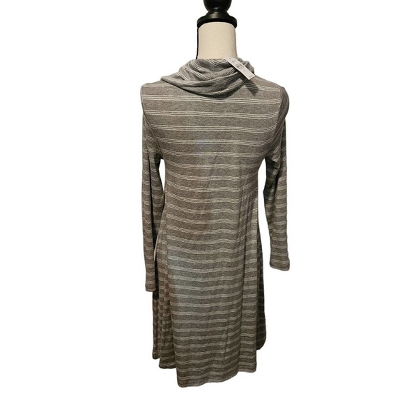 NWT‎ Lou & Grey for LOFT signaturesoft turtleneck dress gray white stripes - Picture 3 of 6